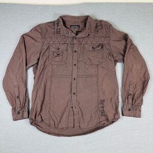 Affliction Men's Brown Shirt Jacket with Skull Detail